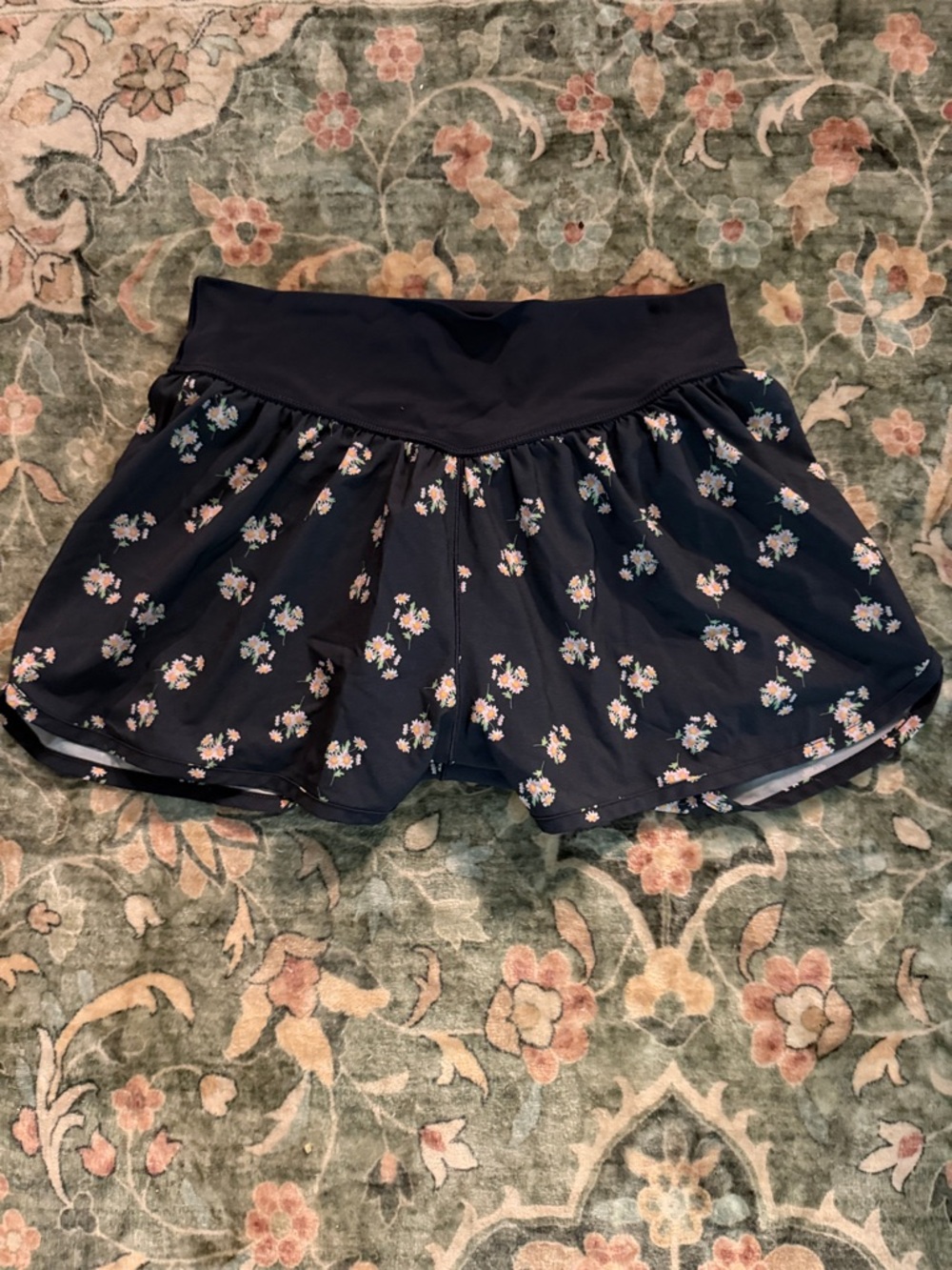 aerie Navy Floral High-Rise Flow Shorts